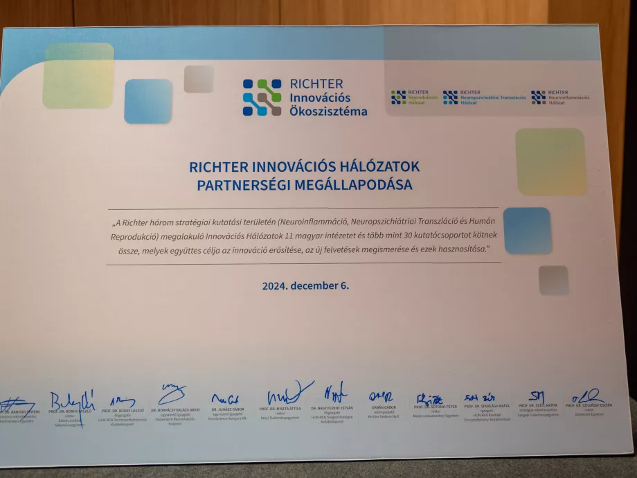 Partnerségi megállapodást kötött a Richter 11 magyar intézettel az innováció területén